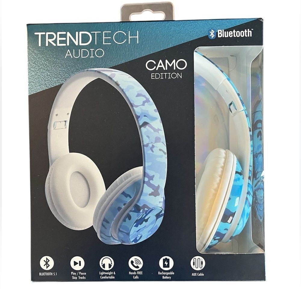 TrendTech Audio Blue Camouflage Headphones